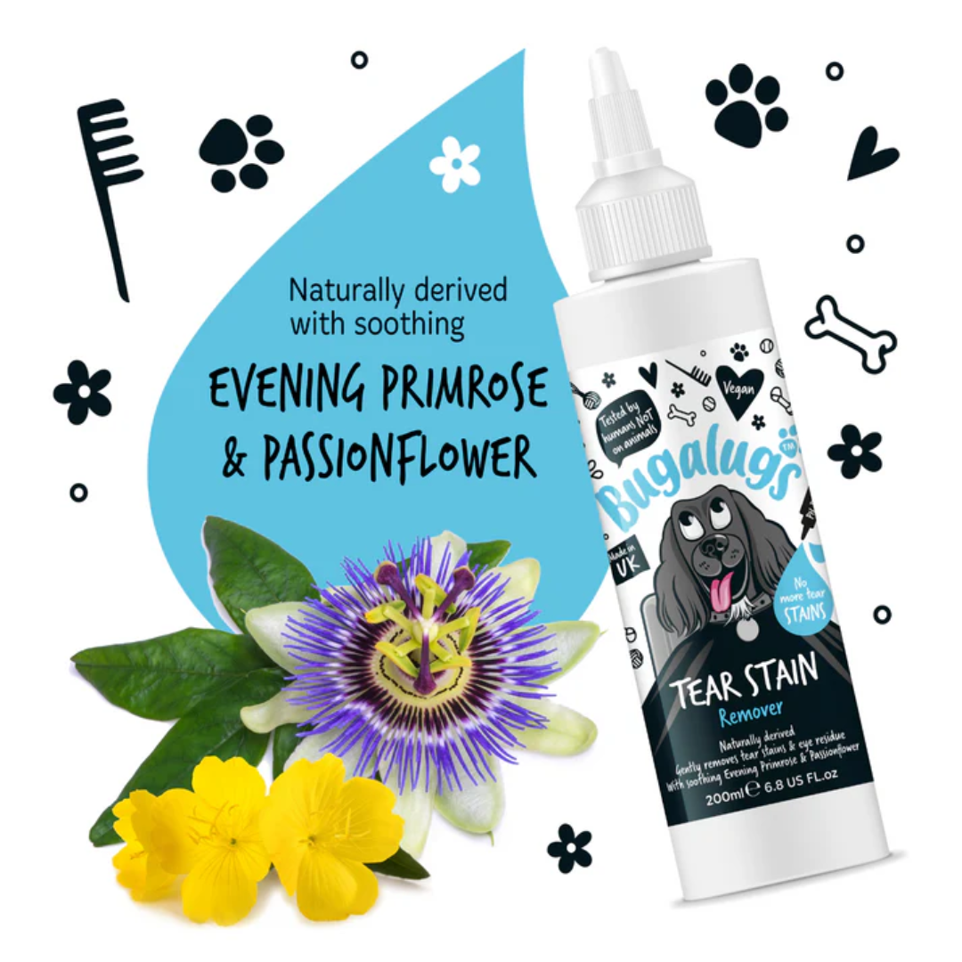 Infographic from Bugalugs website of their Tear Stain Remover