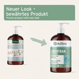 The old and new packaging for the Aniforte cod liver oil. Proven products  with new look