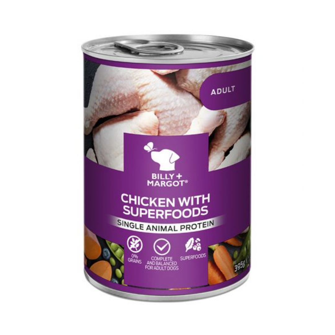 Tin of Billy and Margot Chicken with Superfoods.