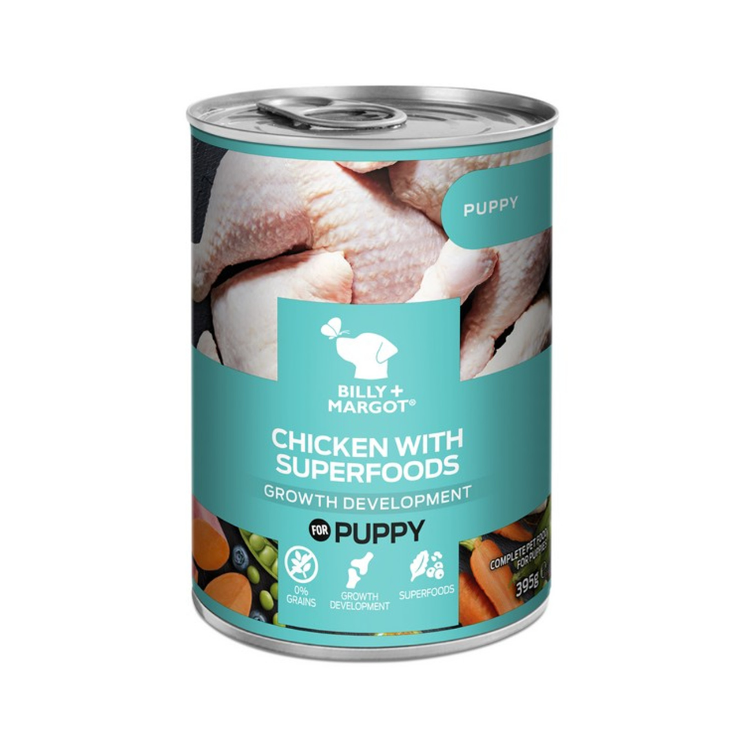 Tin of Billy and Margot Chicken with Superfoods Puppy.