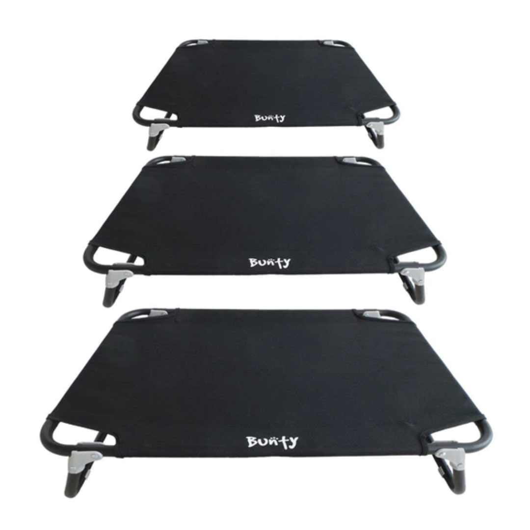 Three sizes of Bunty Foldable raised dog beds.