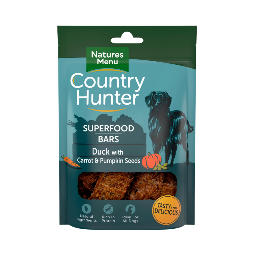 Country Hunter Duck Superfood Bars against a white background. 