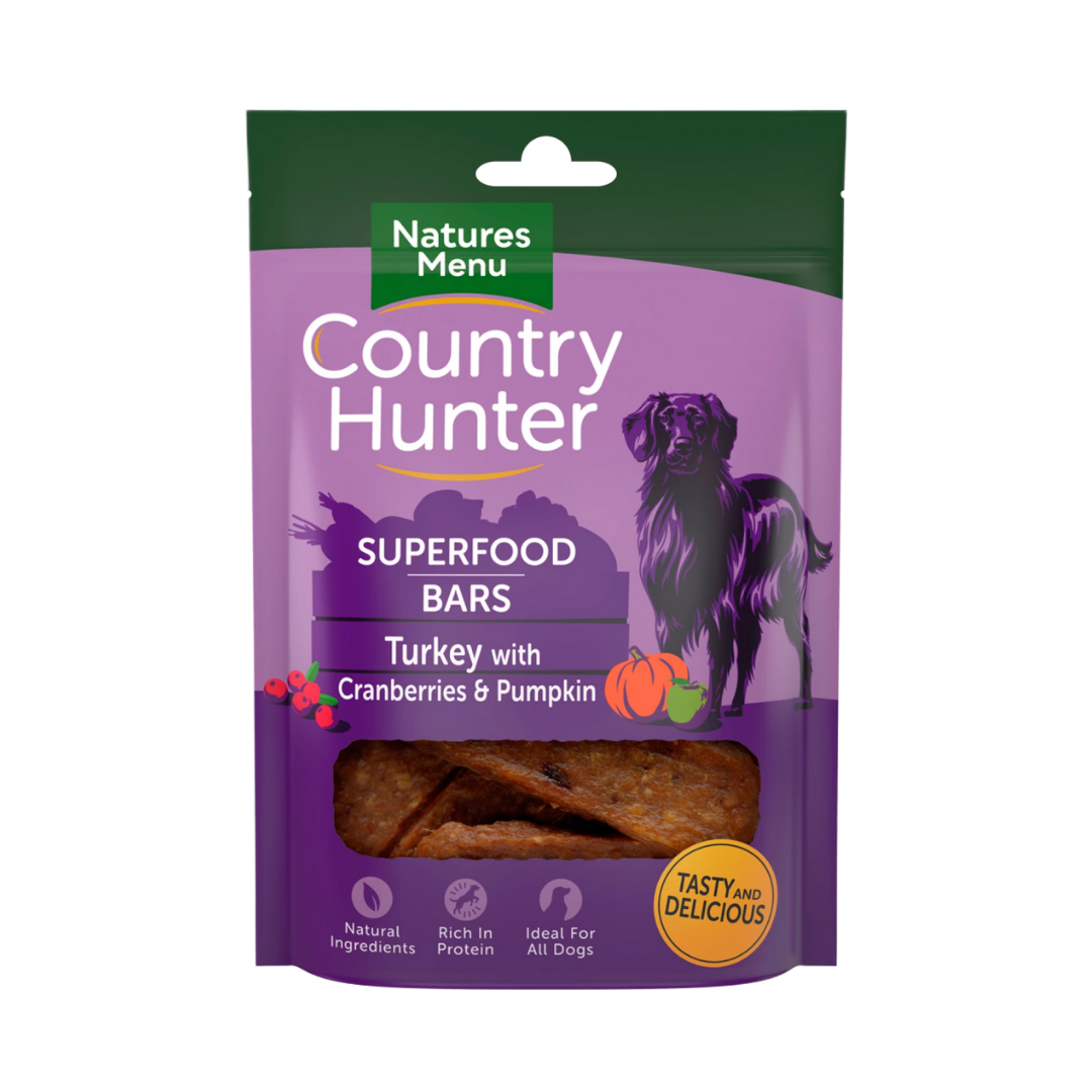 Country Hunter Turkey Superfood Bars. The packaging is against a white background.
