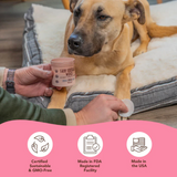 Person cleaning a dog's paw with the Skin Soother wipes.