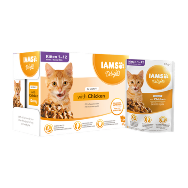 Iams Chicken Kitten Food in Gravy 12 Pack