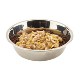 Stainless steel bowl of Fish 4 Dogs Finest Mackerel with Pea and Pumpkin Complimentary Wet Dog Food