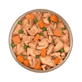 Arquivet Chicken Stew with chicken, carrots, and peas in a bowl on a white background