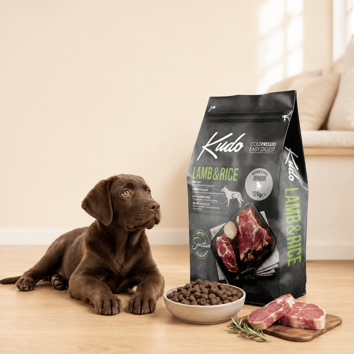 Kudo Lamb and Rice Puppy and Junior Cold Pressed Food