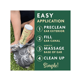 A user guide of the eco ears cleaner and a person using it on their dog