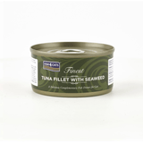 Can of Fish 4 Cats Finest Tuna Fillet with Seaweed on a white background