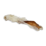 Furry Rabbit ear dog treat on a white background