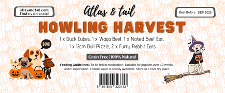 Atlas and Tail Howling Harvest Treat Box Label