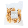 Bag of dried rabbit ears with a label on a white background