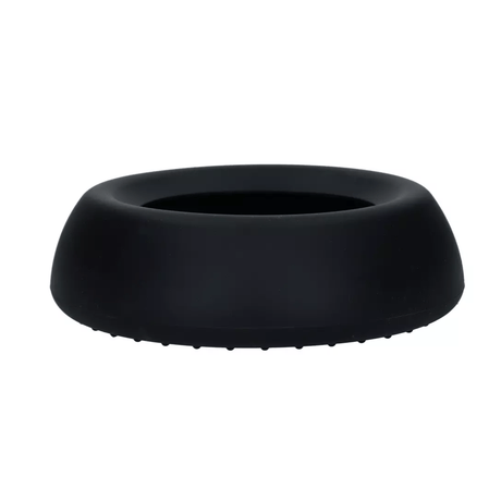 A black Excellent Pets silicone pet no-spill bowl with a textured bottom and tapered edge, shown on a solid white background.