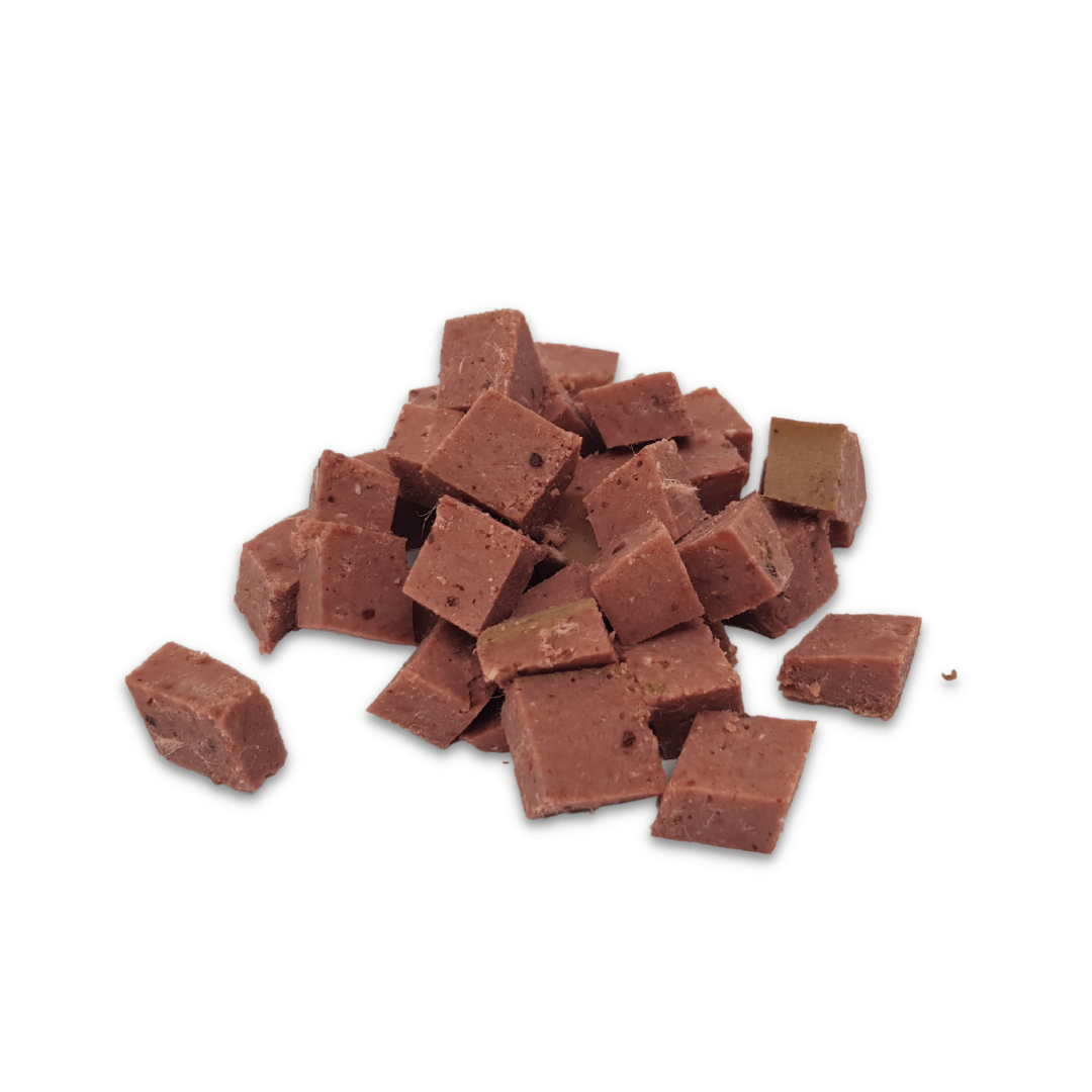 Lamb Paté pieces on a white background