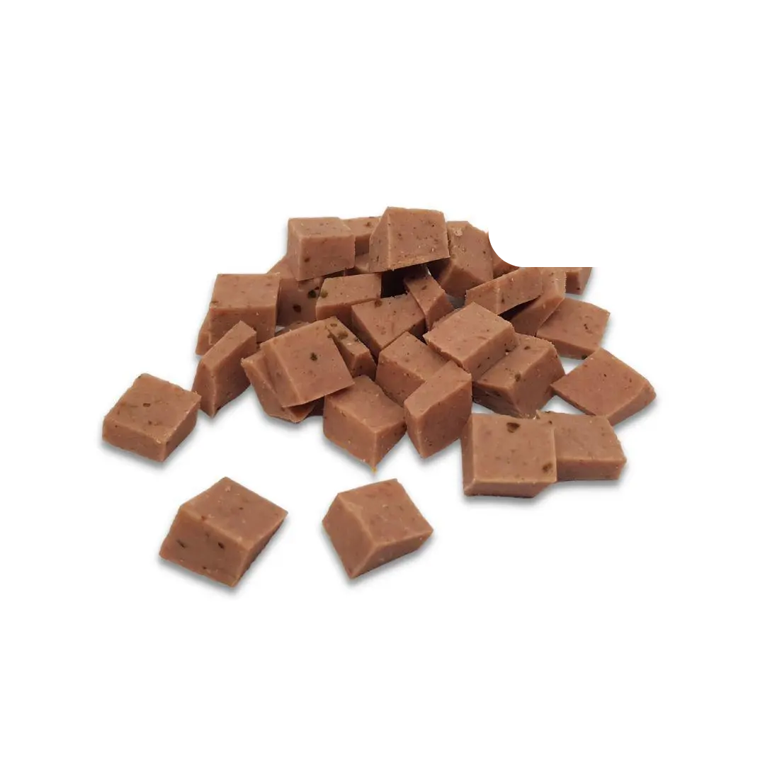 Chopped Chicken pate on a white background