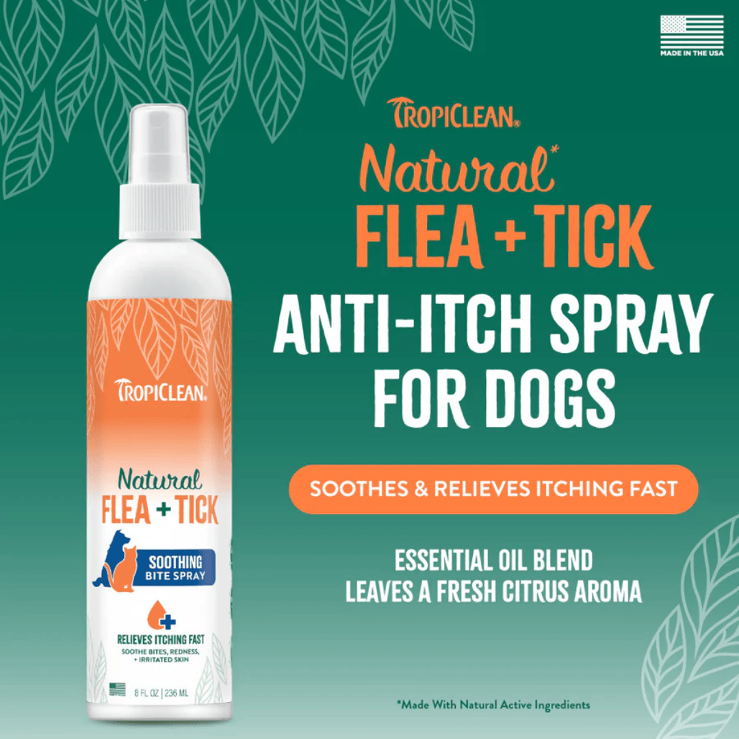 TropiClean Natural Flea + Tick Bite Relief Spray for Pets 236ml