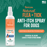 TropiClean Natural Flea + Tick Bite Relief Spray for Pets 236ml