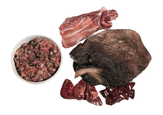 Paleo Ridge Classic Range Beef Tripe and Duck Raw Ingredients.