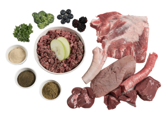 Raw ingredients of Paleo Ridge Plus Pork and Apple