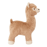 Plush toy alpaca on a white background