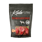 Kudo red meat and vegetables Mini 3kg pet food package on a white background