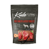 Kudo red meat and vegetables 3kg pet food package on a white background