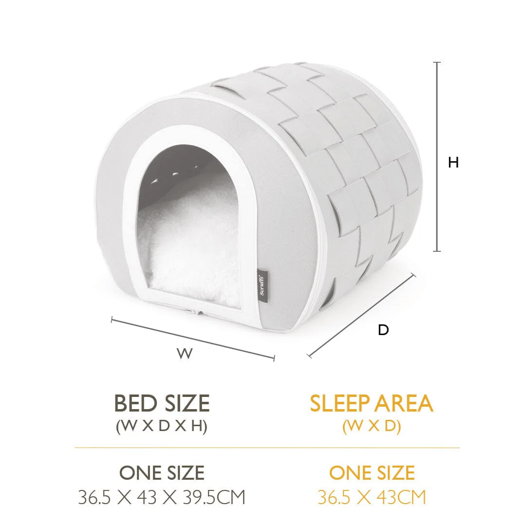 Measurement chart of a pet bed with dimensions labeled.
