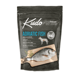 Kudo Adriatic Fish Senior pet food package on a white background