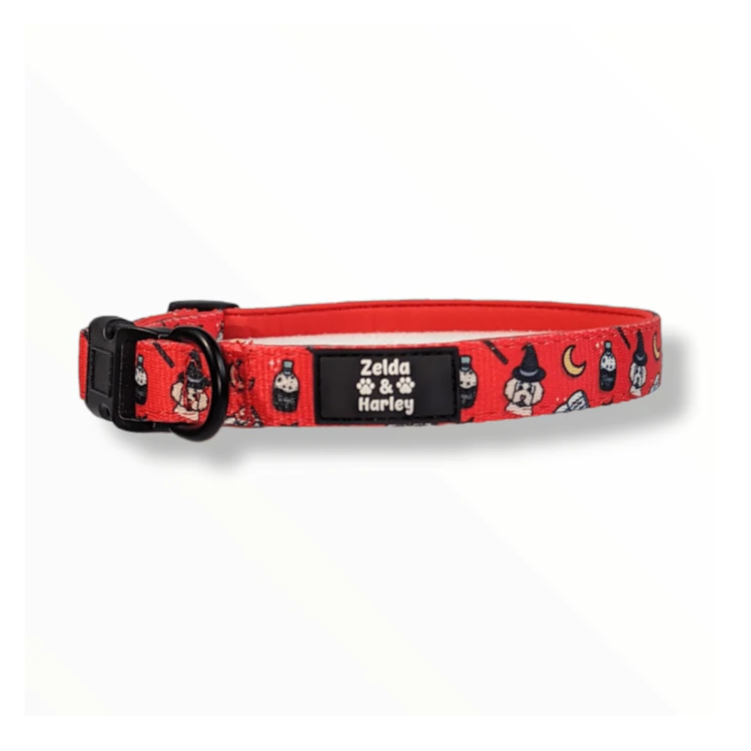 Zelda and Harley Red Hairy Pawter Collar