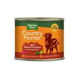Country Hunter Salmon & Chicken Dog Food Tin 600g. The tin is against a white background.
