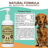 The ingredients list and cautions of the Natural Dog Company Liquid Glucosamine. Found on the back of the bottle.