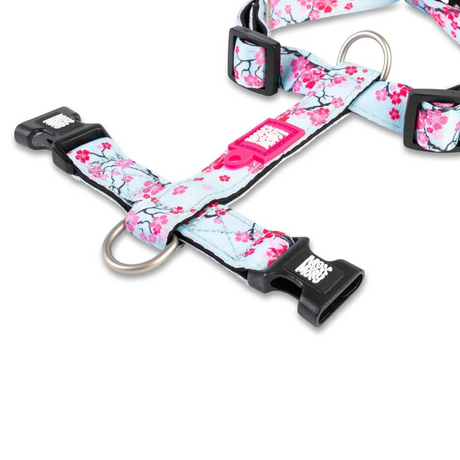 Up close of the back of the Max and Molly Cherry Blossom H Harness