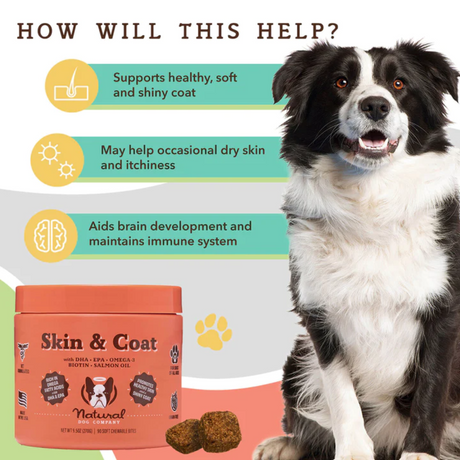 How will this help? Supports healthy, soft and shiny coat. May help with occasional dry skin and itchiness. Aids brain development and maintains the immune system.