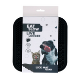 Eat Slow Live Longer Lick Mat Quad in cardboard packaging.
