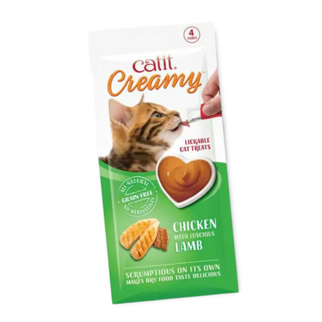 Packet of Catit Creamy Lickable Cat Treats Chicken with Lamb