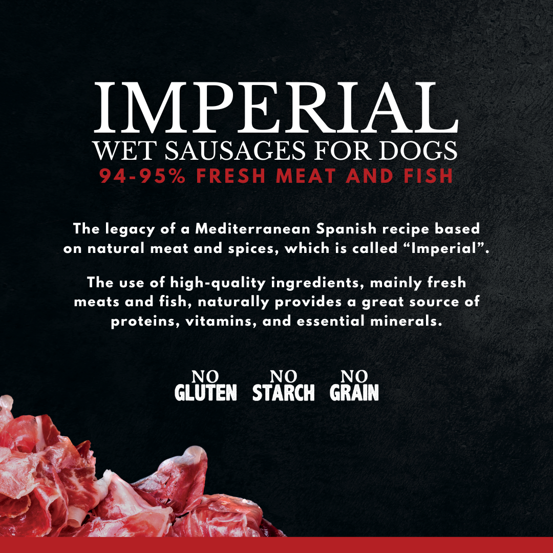 Infographic by Alpha Spirit listing all the benefits of the Imperial Sausage Range