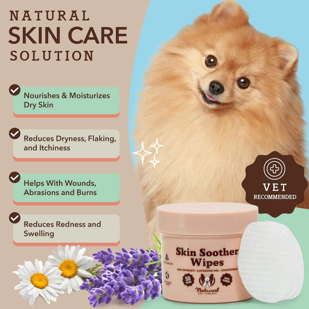 The key Benefits of the Natural Dog Company Skin Soother Wipes 