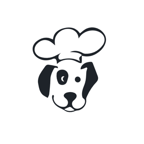 Barkin Bistro Logo of a dog in a chef hat.