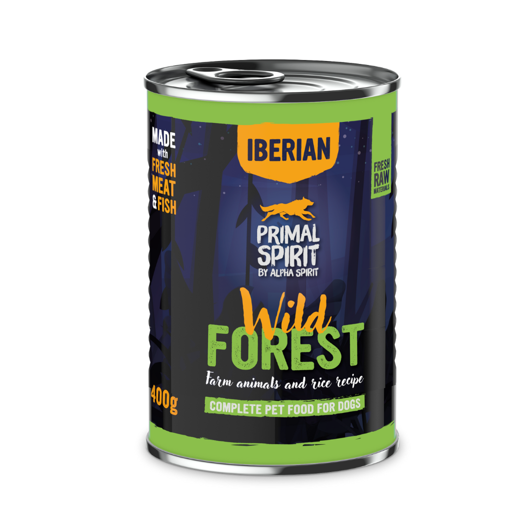 Primal Spirit Iberian Wild Forest Wet Food Can against a white background