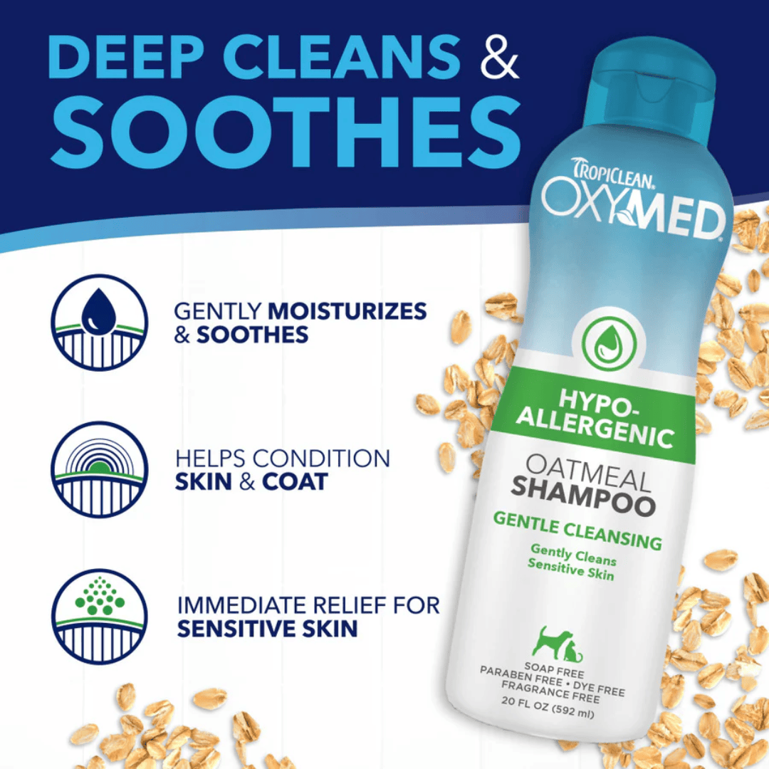 TropiClean OxyMed Hypoallergenic Oatmeal Shampoo for Pets 591ml