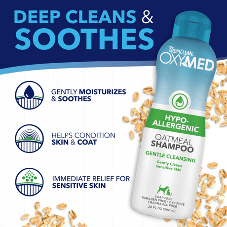 TropiClean OxyMed Hypoallergenic Oatmeal Shampoo for Pets 591ml